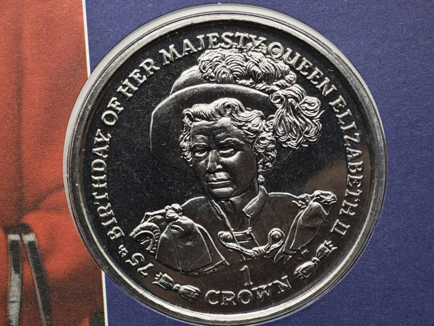 【淘币小摊】限时拍第八百六十二拍  克朗币邮币封场  满百包邮可预留两周  周一统一发货  直布罗陀2001年女王75周岁克朗纪念币邮币封