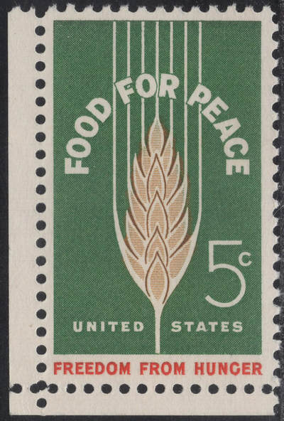 洪涛臻品批发群 精选邮票限时拍卖第1244期  - 1963美国免除饥饿运动-麦穗 雕版1全套角边 原胶全品！