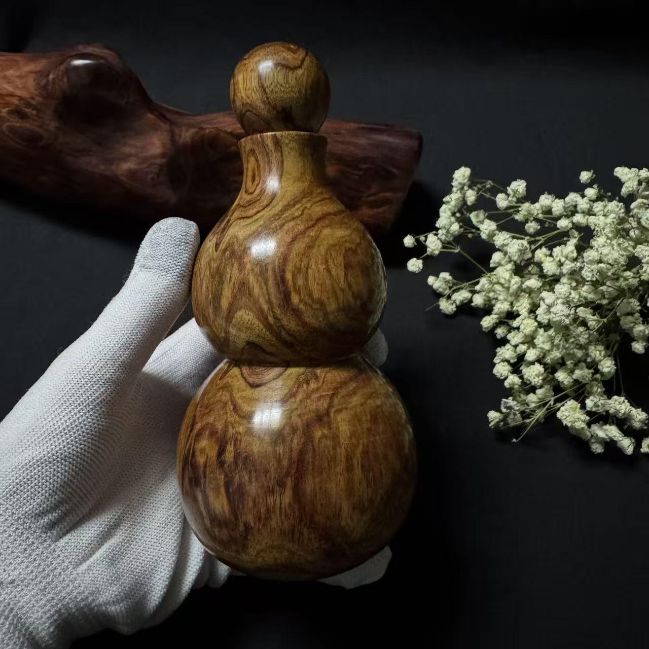 零元拍：海南黄花梨  宝瓶 手把件 福禄（葫芦）高：165/大肚78/小肚64MM