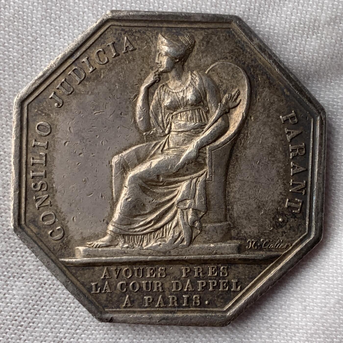 掌中浮雕-藏着的欧洲第052场 法国巴黎上诉法院诉讼代理人八角银章，33.6mm，15g，光边无边铭