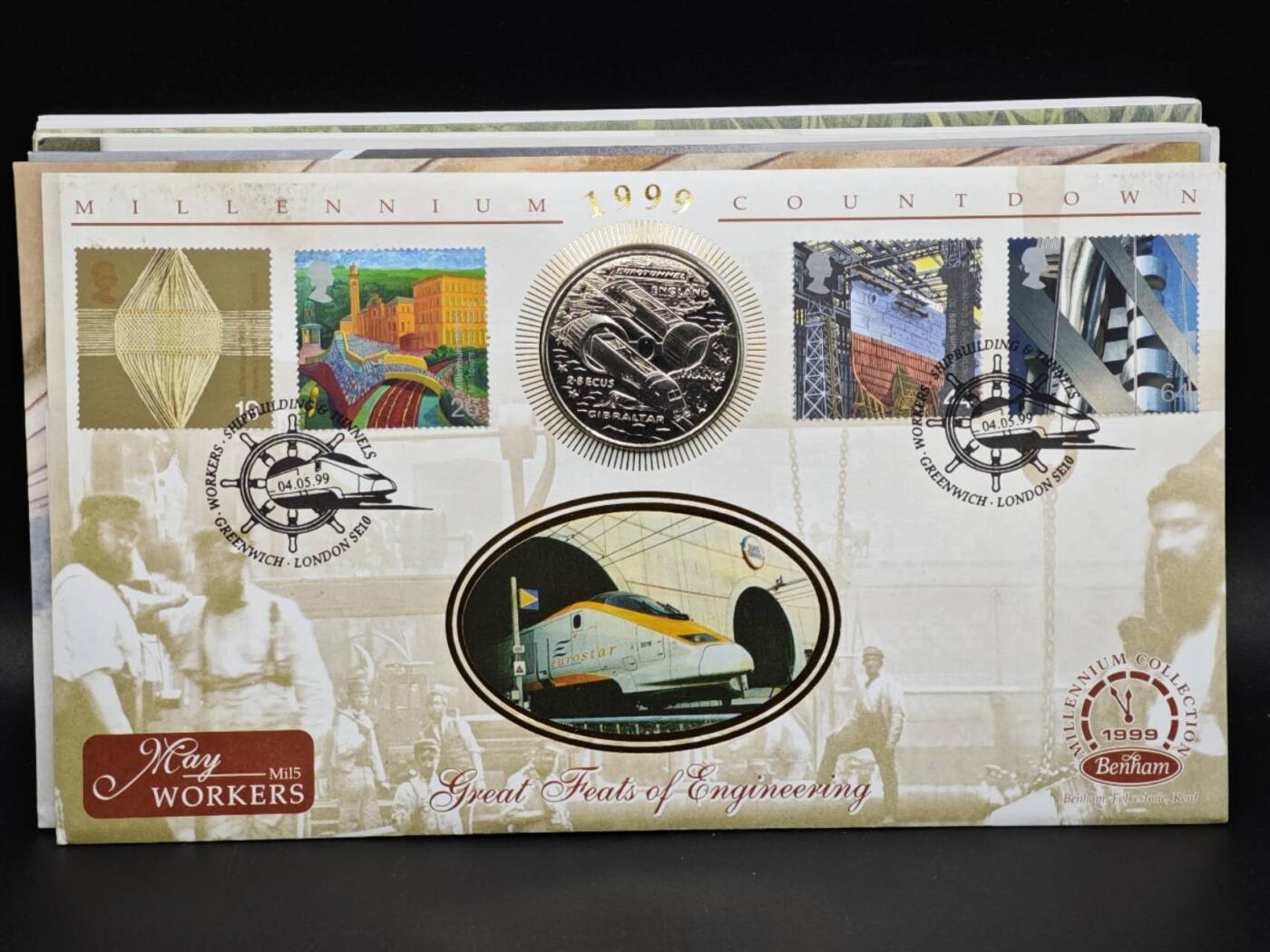 【淘币小摊】限时拍第八百六十二拍  克朗币邮币封场  满百包邮可预留两周  周一统一发货  直布罗陀1993年海底隧道2.8埃居纪念币邮币封