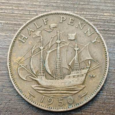 【铜匠收藏】★第143★散币专场 不寄存，30包邮。不满30元，支付5元运费。《接受代拍 代送NGC评级》 - 99【无寄存】英国 1950年 半便士
