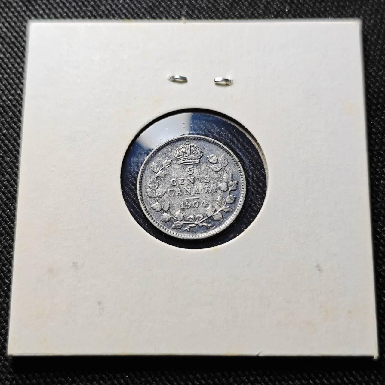 KK钱币收藏小铺  第398期 百期特拍（四拍之二） 2月预留时间 周末发货  1904英属加拿大5分银币