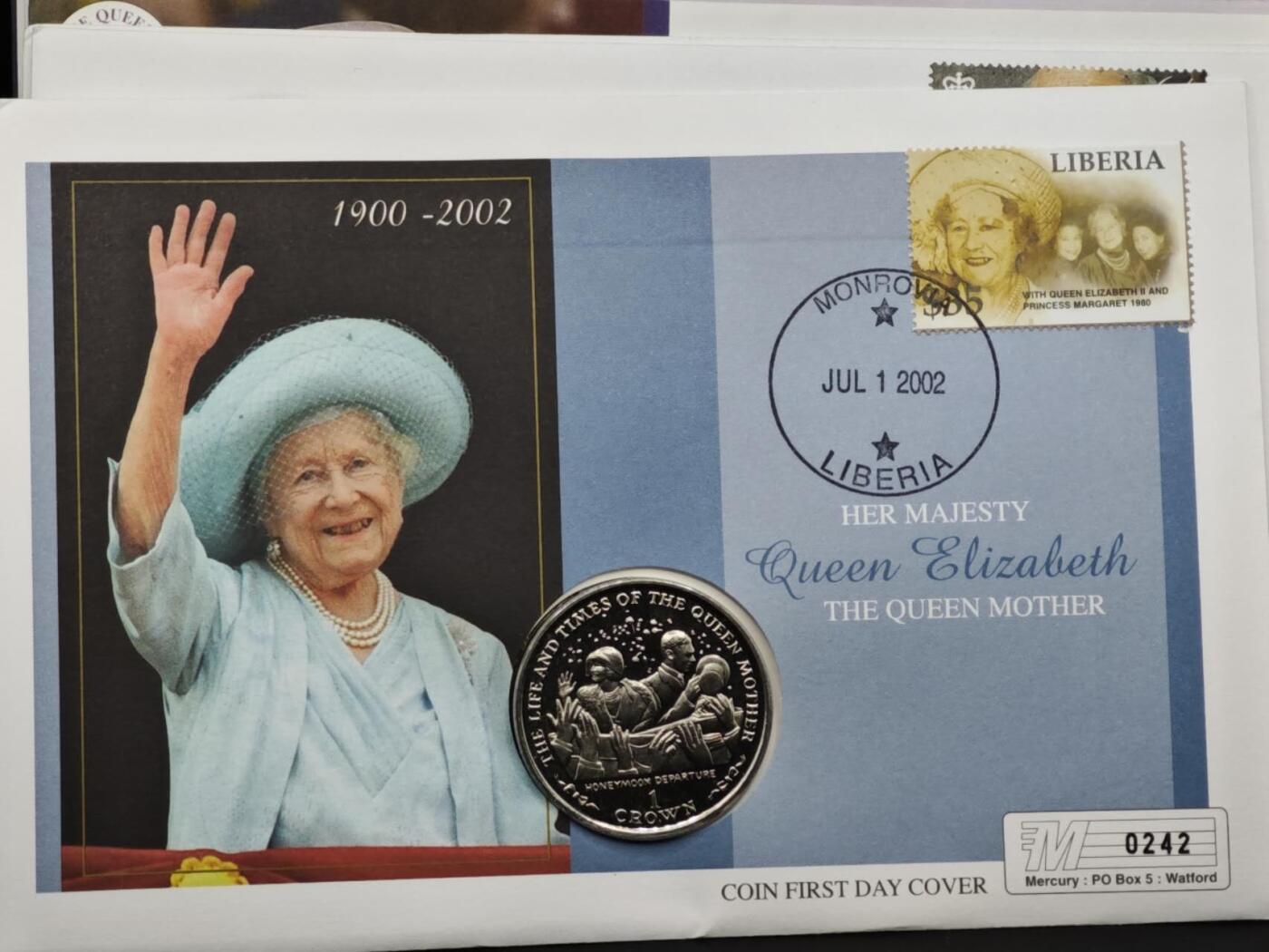 【淘币小摊】限时拍第八百六十二拍  克朗币邮币封场  满百包邮可预留两周  周一统一发货  马恩岛1999年女王母亲克朗纪念币邮币封