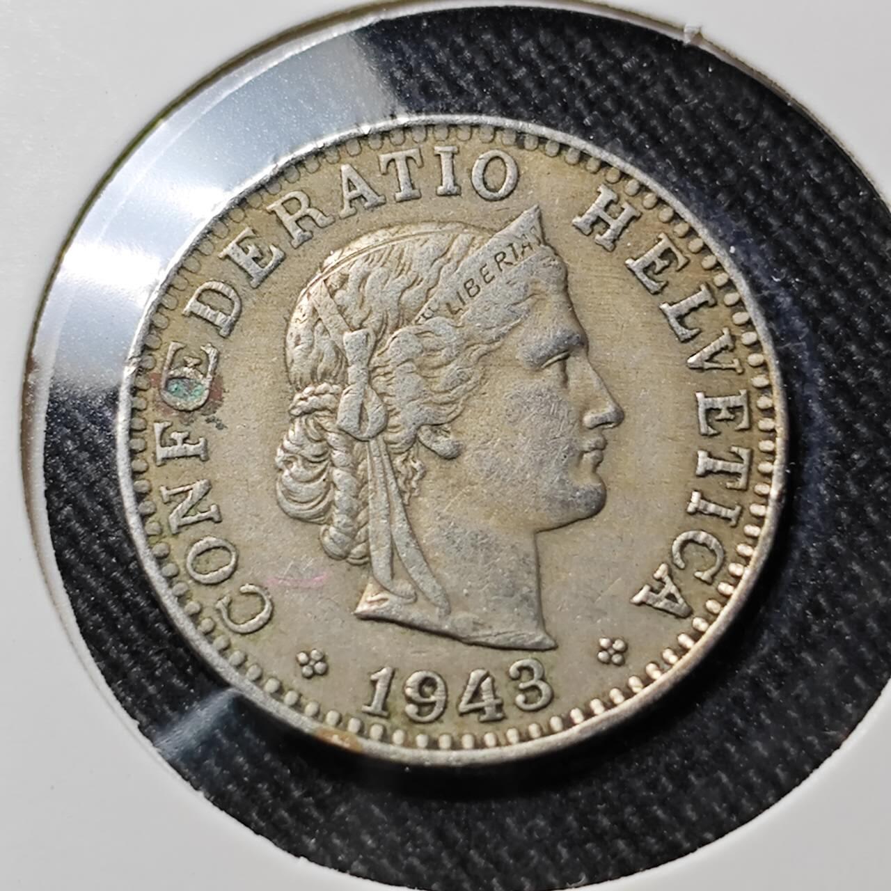 KK钱币收藏小铺  第391期  2月预留时间 周末发货  1943瑞士20分