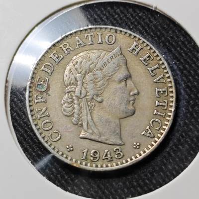 KK钱币收藏小铺  第391期  2月预留时间 周末发货 -  1943瑞士20分