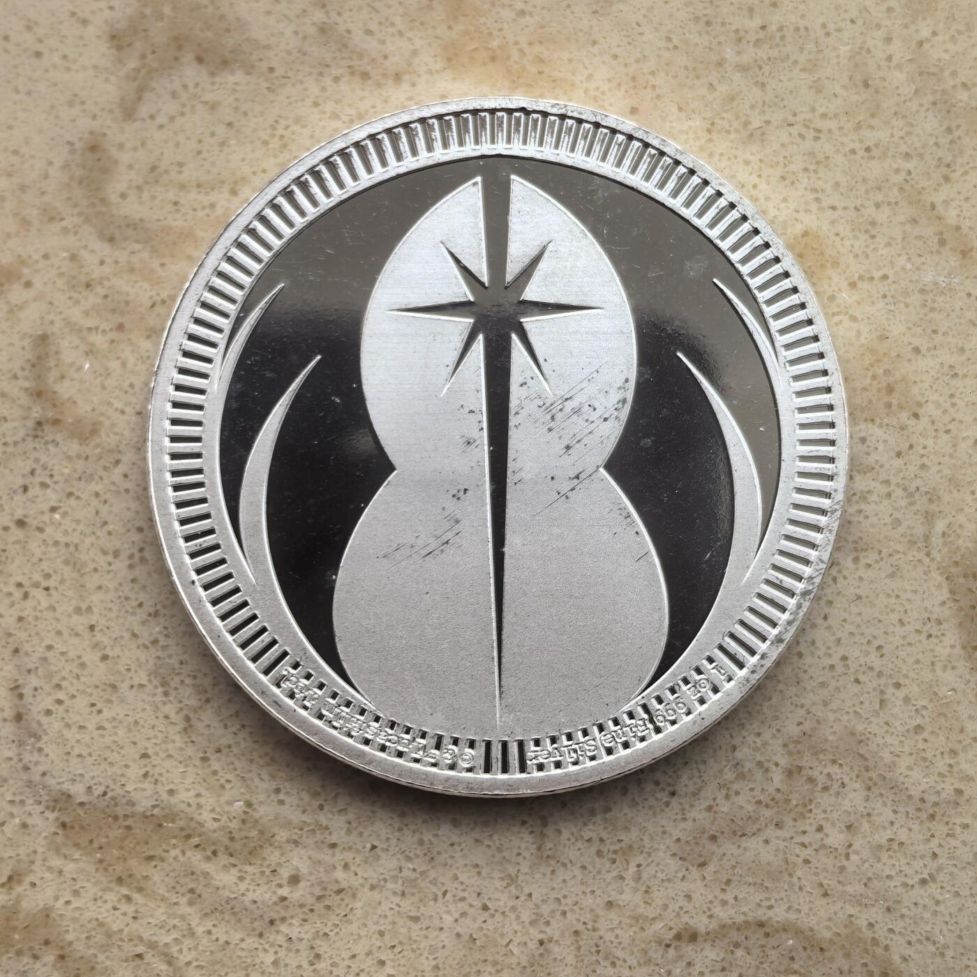 道一币馆币章第一百六十五场 纽埃2023年星球大战系列-绝地武士徽章2元精制银币  31.1g  999s