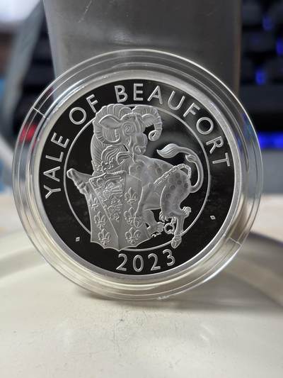 第190期拍卖 - 英国2023年都铎王朝神兽博福特耶鲁山羊1盎司银币，999银，发行5000枚