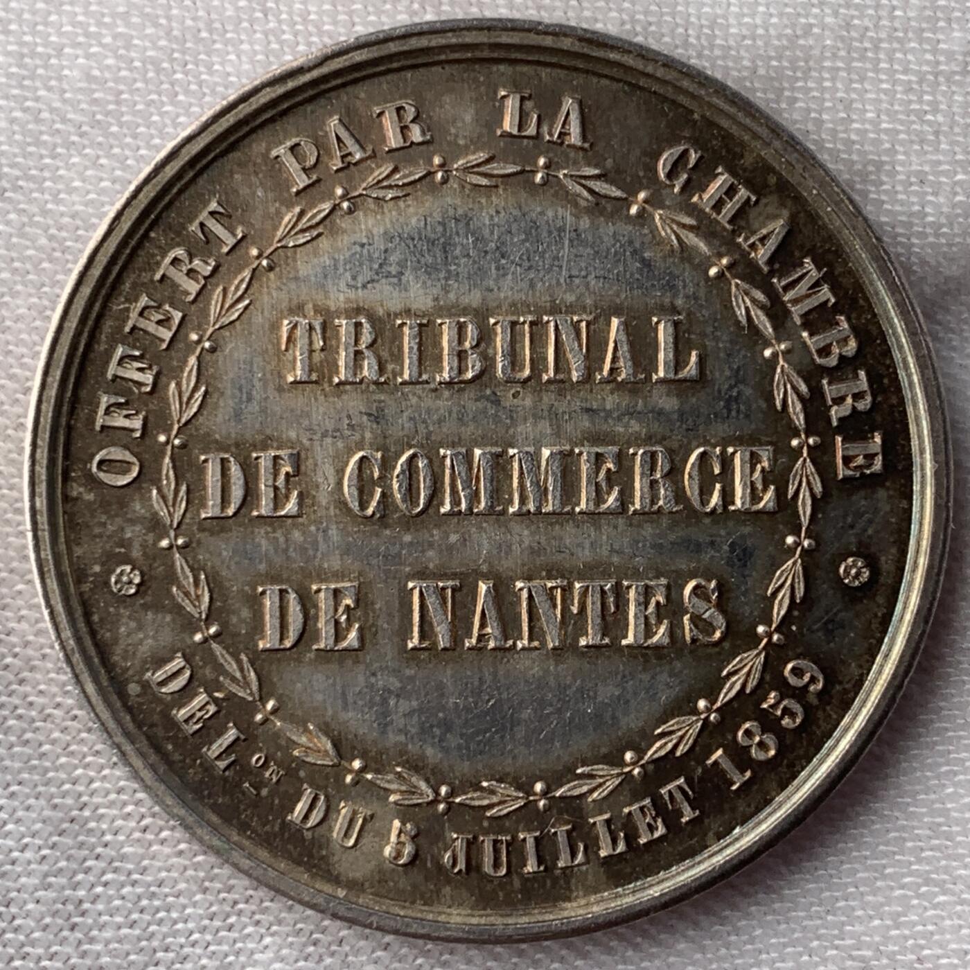 掌中浮雕-藏着的欧洲第052场 1859年法国南特商业法庭银章，31.4mm，12.93g
