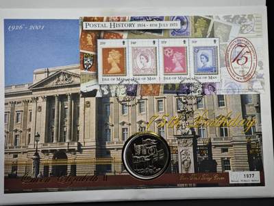 【淘币小摊】限时拍第八百六十二拍  克朗币邮币封场  满百包邮可预留两周  周一统一发货  - 英国1996年女王70周岁5镑纪念币邮币封