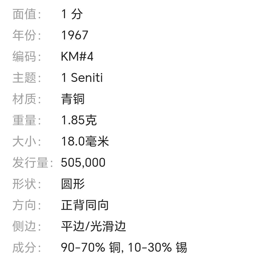 稀少汤加1968年1分铜币 18mm 大洋洲硬币保真按图发货8508