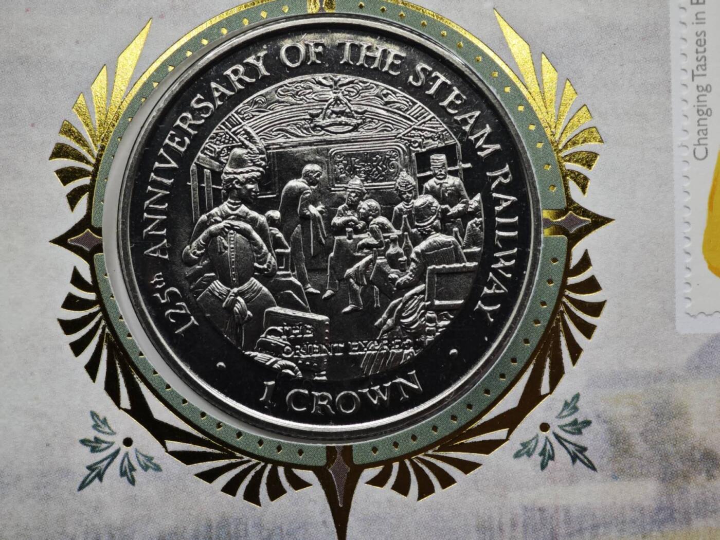 【淘币小摊】限时拍第八百六十二拍  克朗币邮币封场  满百包邮可预留两周  周一统一发货  马恩岛1998年火车125周年克朗纪念币邮币封