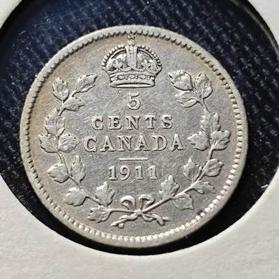 KK钱币收藏小铺  第398期 百期特拍（四拍之二） 2月预留时间 周末发货 -  1911英属加拿大5分银币
