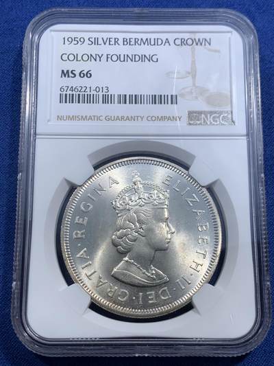 《竞宝斋》第463-465场 周日，周一，周二，3场连拍 （全场包邮）欢迎送拍 - NGC MS66 英属百慕大1959年伊丽莎白二世1克朗大银币