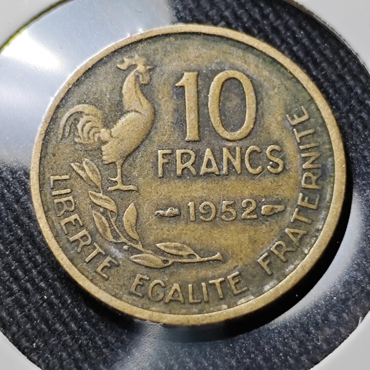 KK钱币收藏小铺  第391期  2月预留时间 周末发货  1952法国10法郎