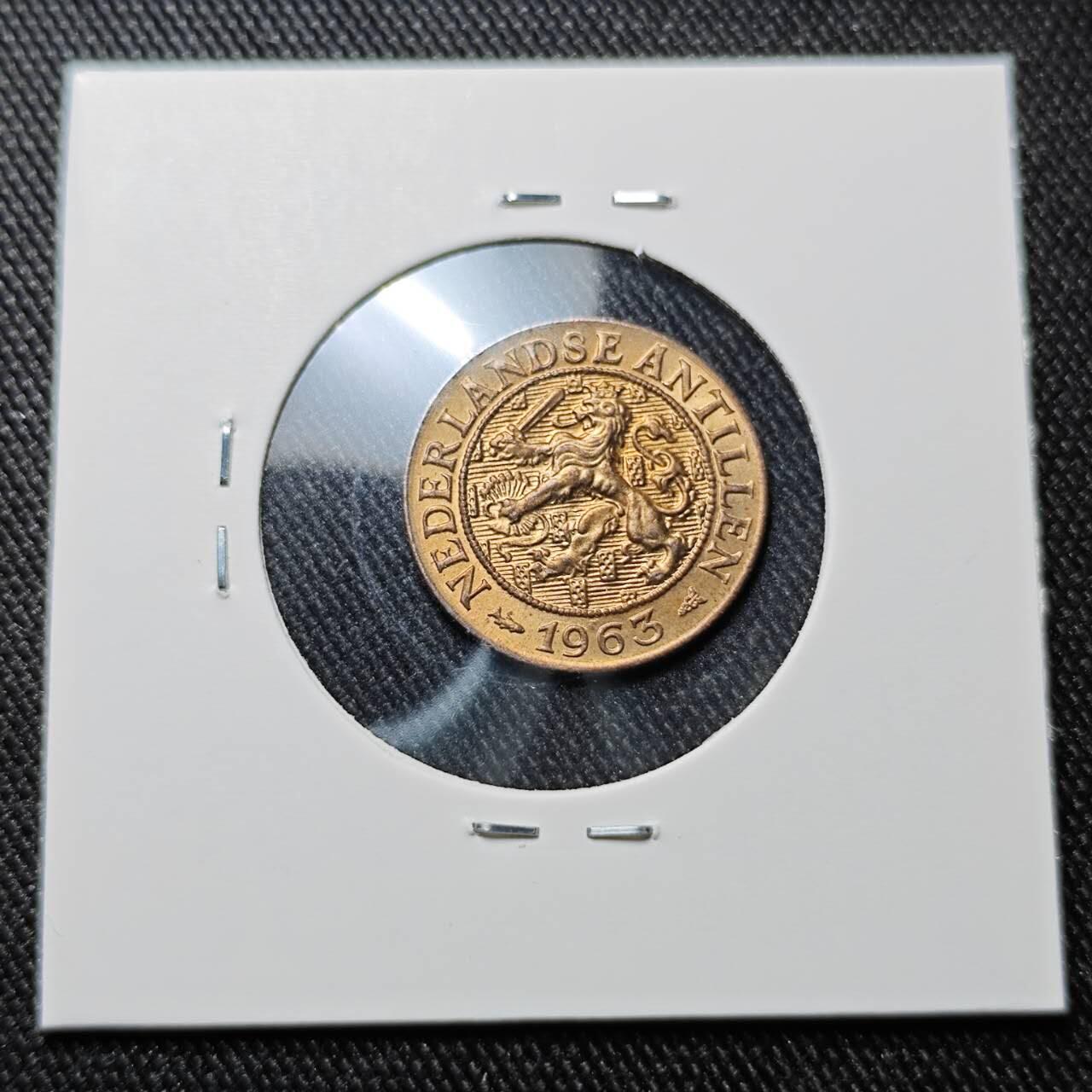 KK钱币收藏小铺  第391期  2月预留时间 周末发货  1963荷属安地列斯1分铜币