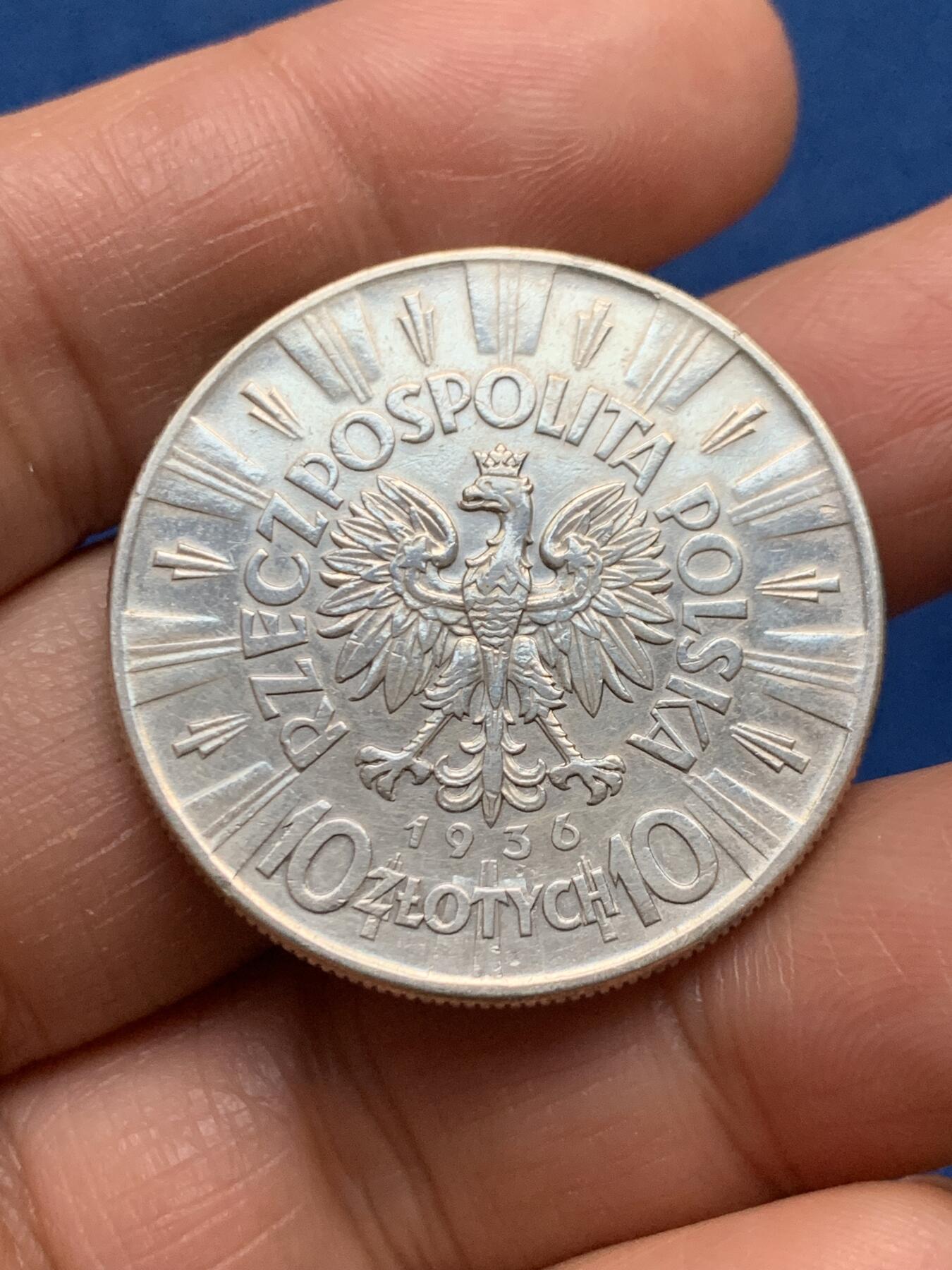 《竞宝斋》第463-465场 周日，周一，周二，3场连拍 （全场包邮）欢迎送拍 波兰 1936年 毕苏斯基纪念10兹罗提银币 21.9克 750银