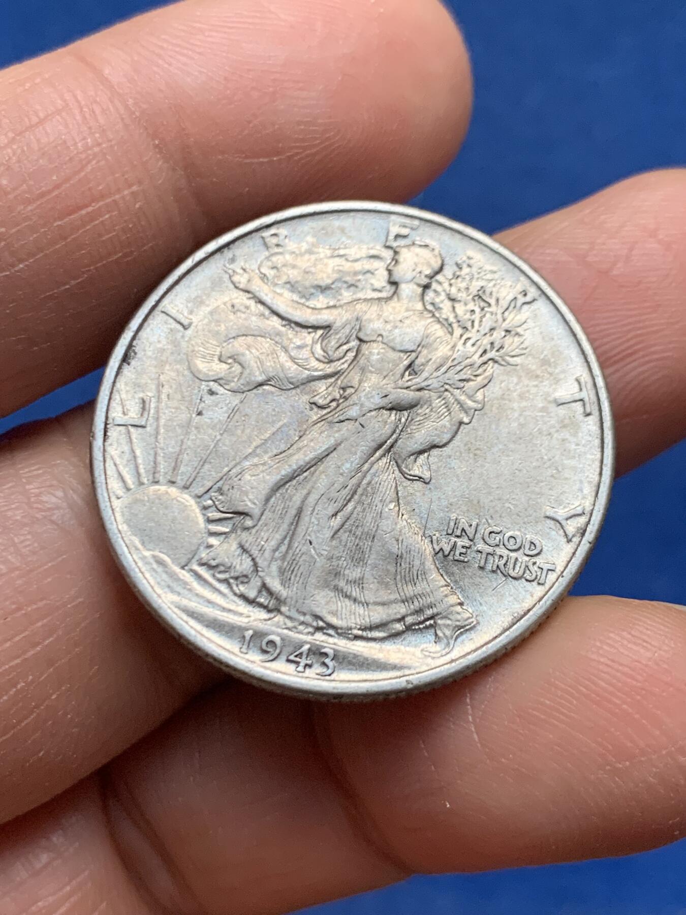 《竞宝斋》第463-465场 周日，周一，周二，3场连拍 （全场包邮）欢迎送拍 美国1943年行走女神半美元银币，12.4克，900银