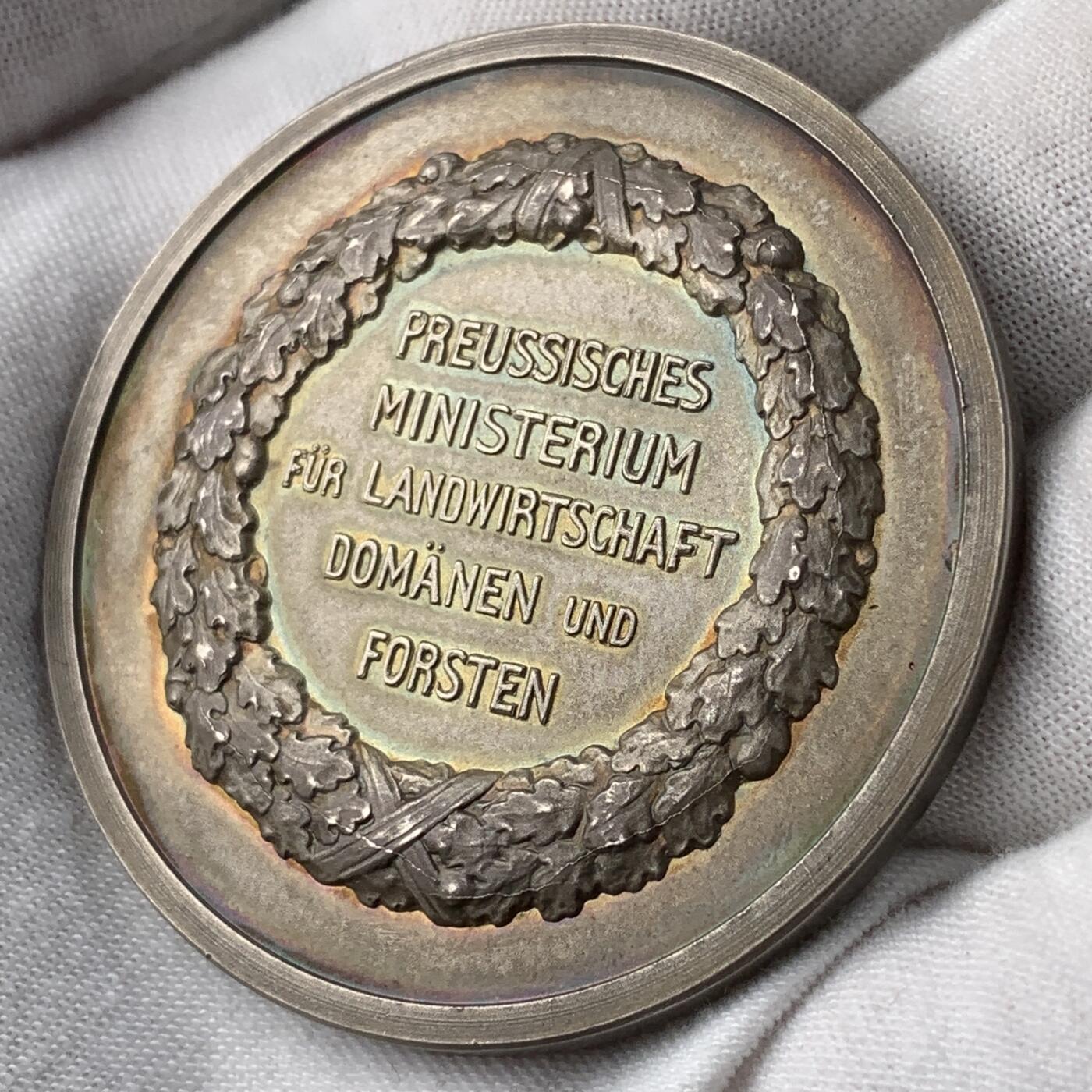 掌中浮雕-藏着的欧洲第052场 德国普鲁士农业银章，50.5mm，60g