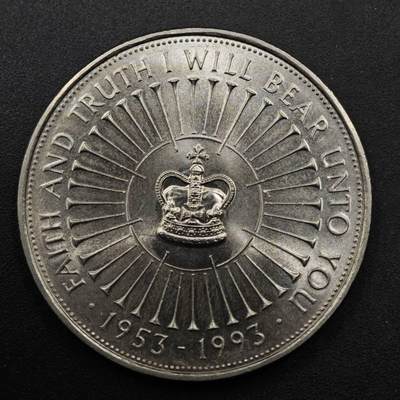 【淘币小摊】限时拍第八百六十二拍  克朗币邮币封场  满百包邮可预留两周  周一统一发货  - 英国1993年女王加冕40周年5镑纪念币