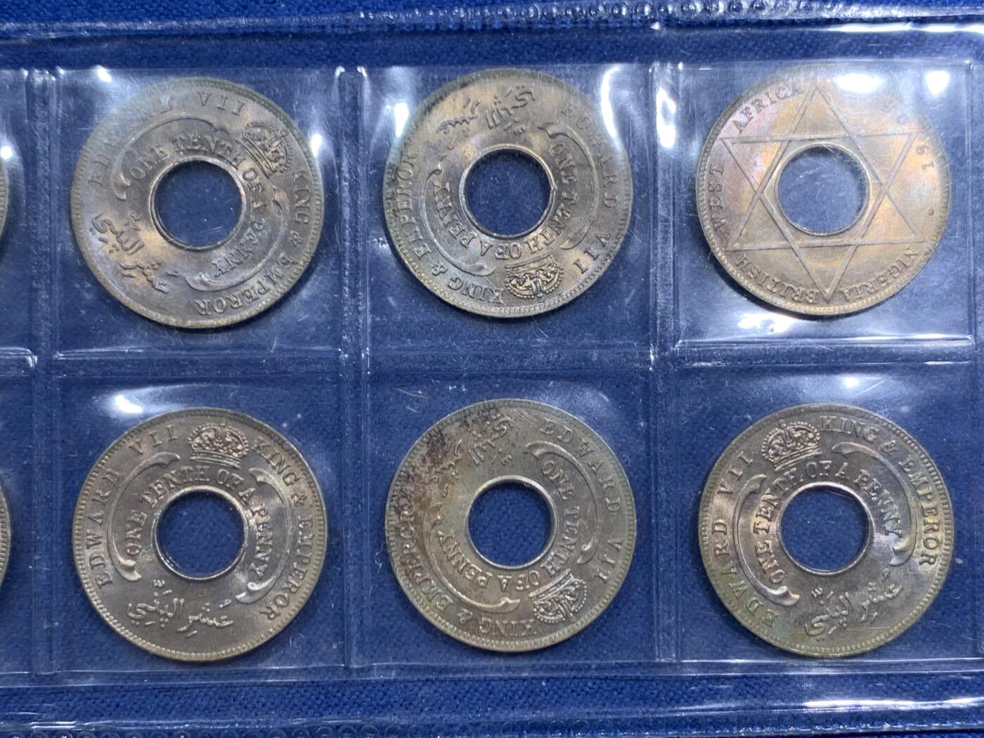 《竞宝斋》第463-465场 周日，周一，周二，3场连拍 （全场包邮）欢迎送拍 10枚一组 好品原光 英属西非1908年爱德华七世1/10便士