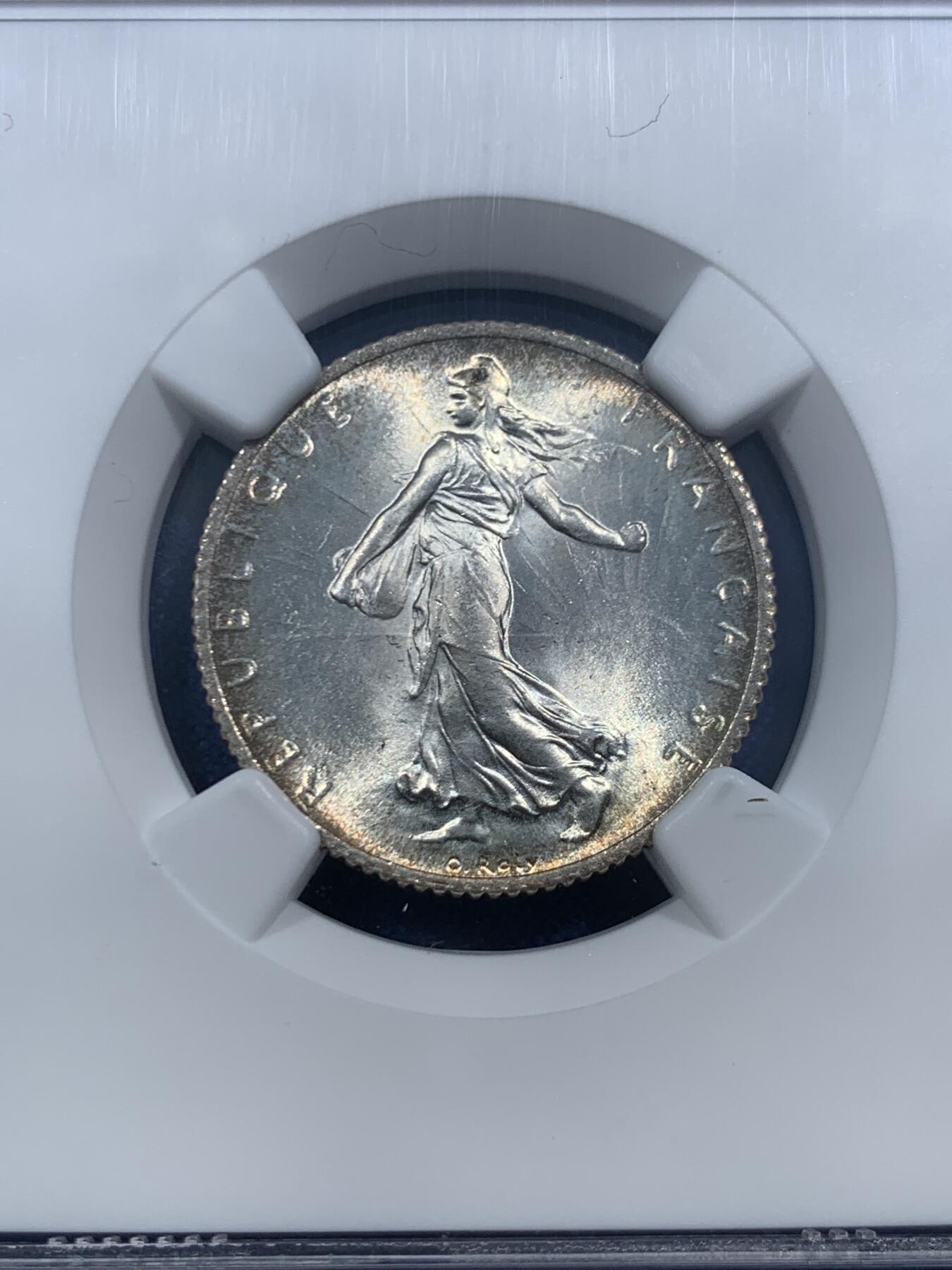 《竞宝斋》第463-465场 周日，周一，周二，3场连拍 （全场包邮）欢迎送拍 NGC MS64 法国1920年播种女神1法郎银币 经典设计 转光强烈