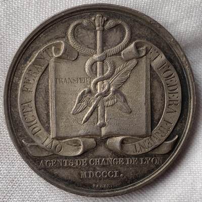 掌中浮雕-藏着的欧洲第052场 - 1801年法国里昂证券交易所纪念银章，35.7mm，21.6g