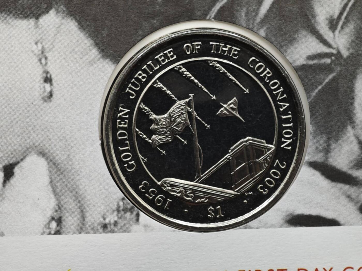 【淘币小摊】限时拍第八百六十二拍  克朗币邮币封场  满百包邮可预留两周  周一统一发货  塞拉利昂2003年女王加冕金禧1元纪念币邮币封