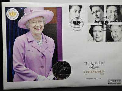 【淘币小摊】限时拍第八百六十二拍  克朗币邮币封场  满百包邮可预留两周  周一统一发货  - 所罗门群岛2002年女王登基金禧5元纪念币邮币封