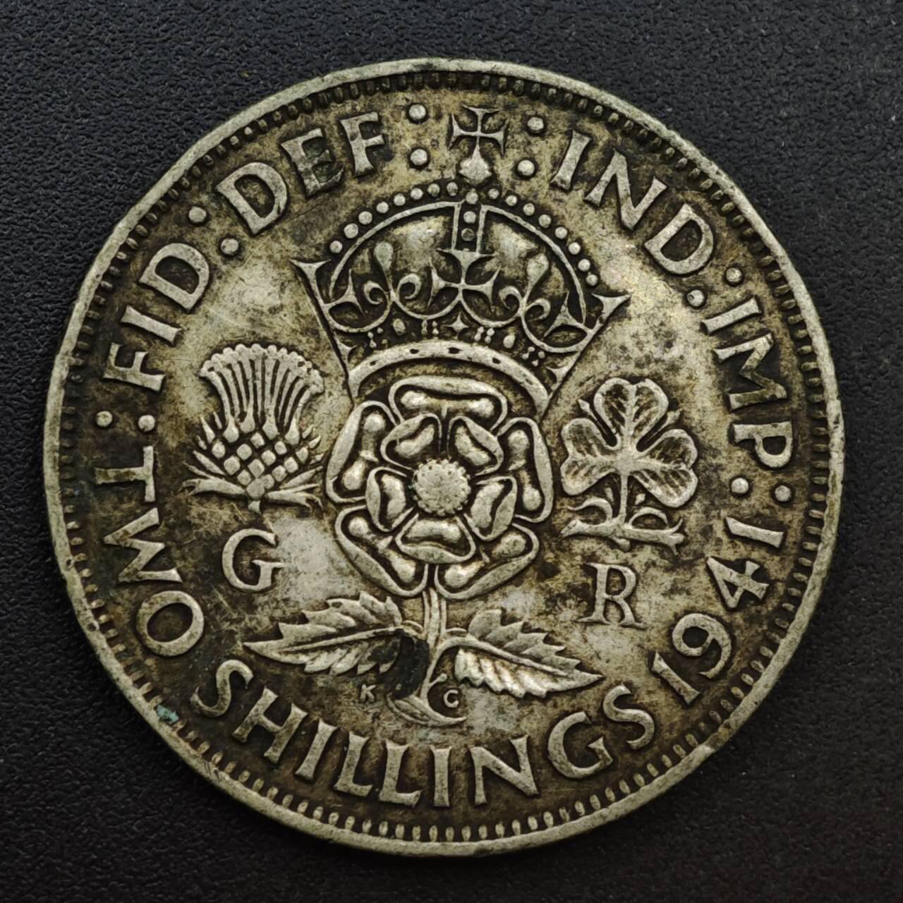 【淘币小摊】实时拍第八百六十一拍   银币套币场   满百包邮可预留二周 每周一统一发货   英国1941年乔治六世2先令银币