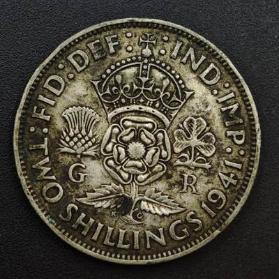 【淘币小摊】实时拍第八百六十一拍   银币套币场   满百包邮可预留二周 每周一统一发货   - 英国1941年乔治六世2先令银币