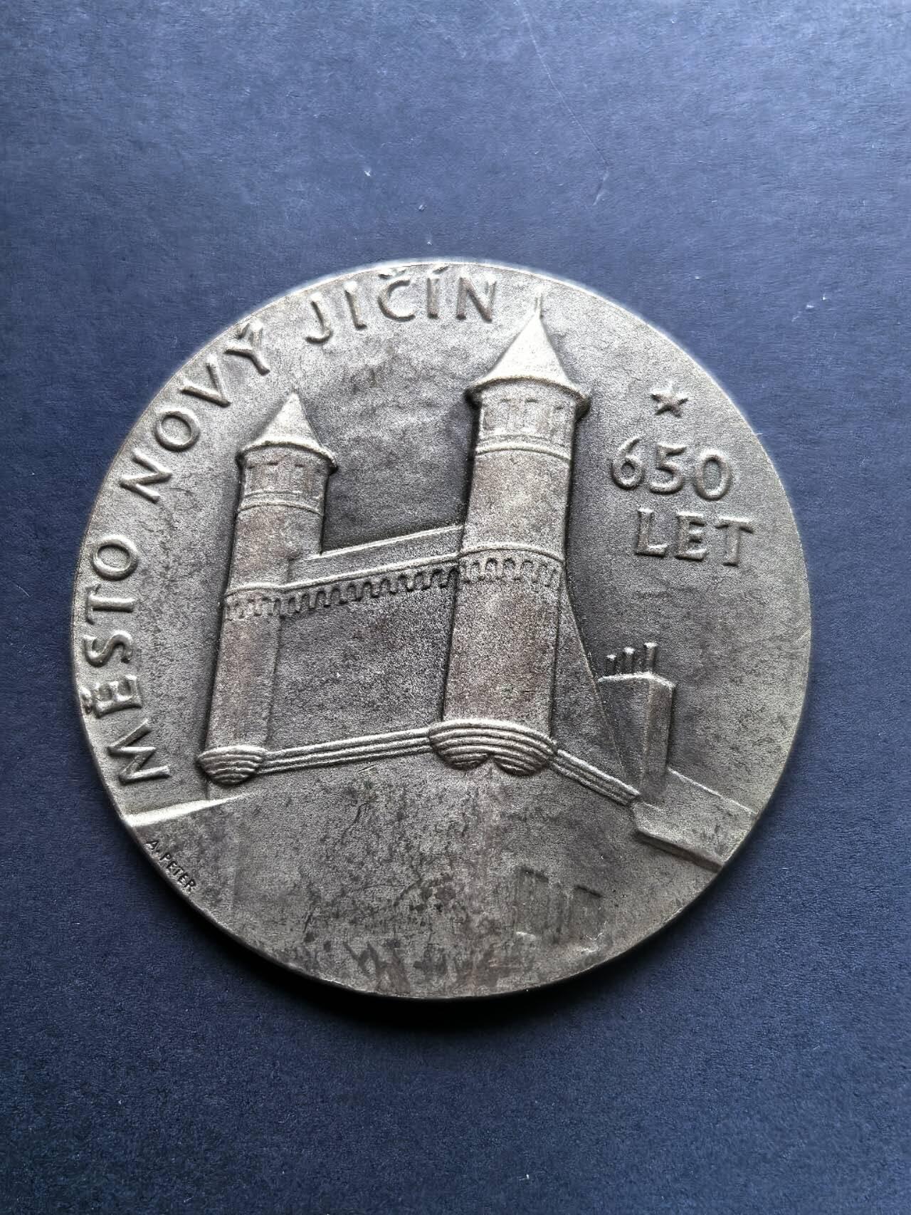 铜章专场 1963年捷克镀银铜章，新伊坎建城650周年，直径6cm