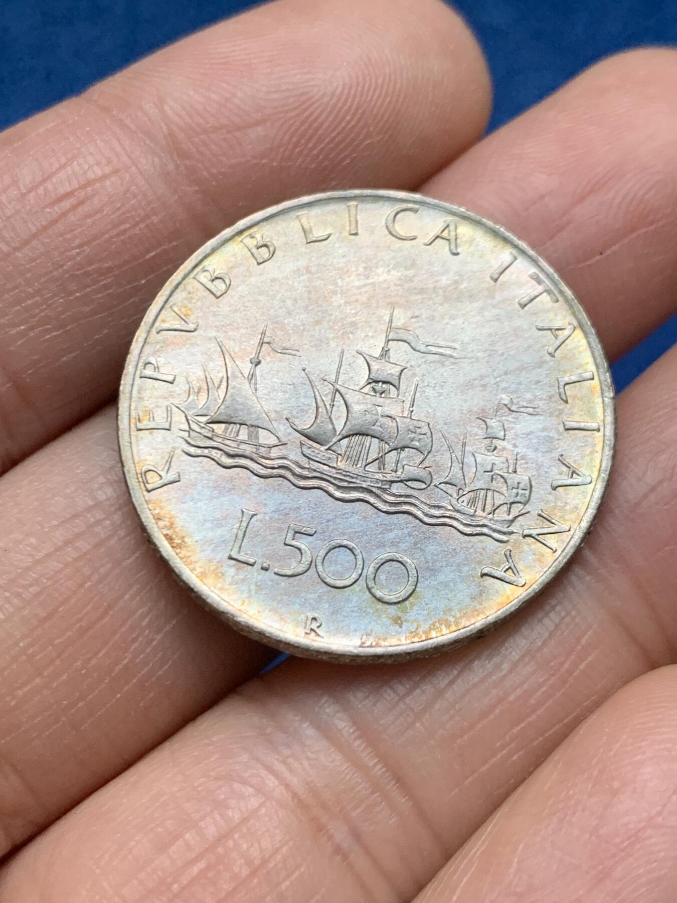 《竞宝斋》第463-465场 周日，周一，周二，3场连拍 （全场包邮）欢迎送拍 两枚一组 意大利500里拉银币 极美包浆