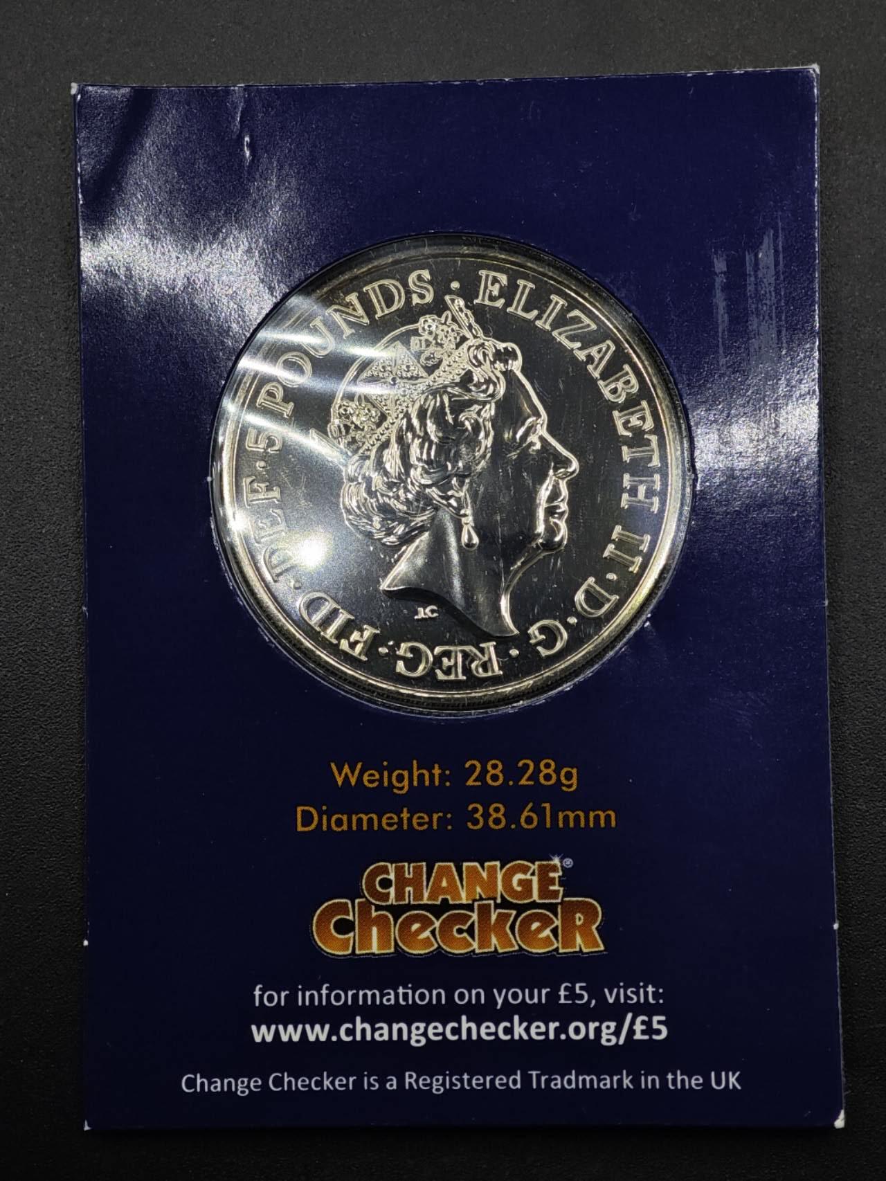 【淘币小摊】限时拍第八百六十二拍  克朗币邮币封场  满百包邮可预留两周  周一统一发货  英国2017年女王登基65周年5镑纪念币