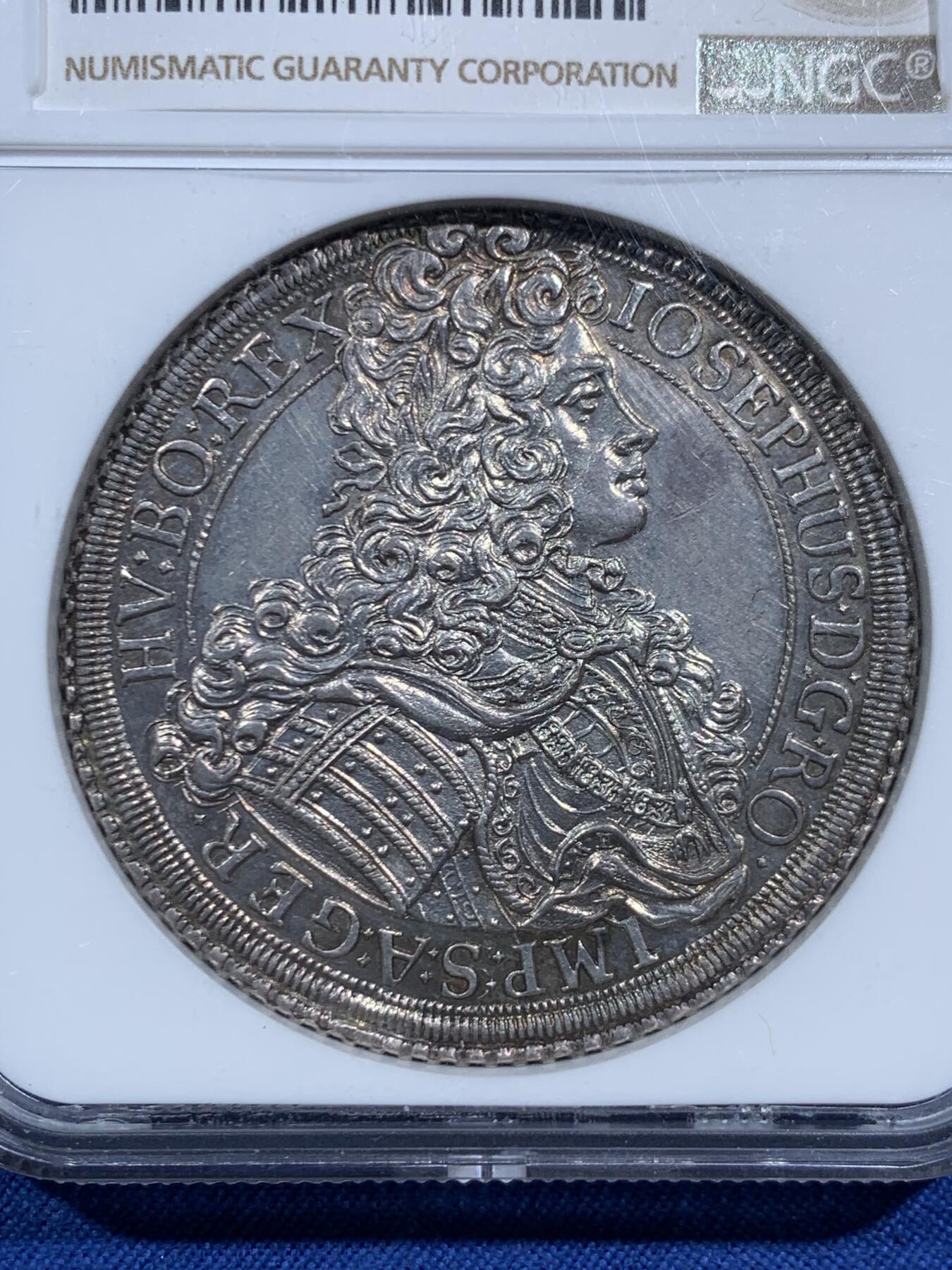 《竞宝斋》第463-465场 周日，周一，周二，3场连拍 （全场包邮）欢迎送拍 NGC MS61 神圣罗马帝国 1706年 约瑟夫二世1泰勒银币 维也纳厂铸造