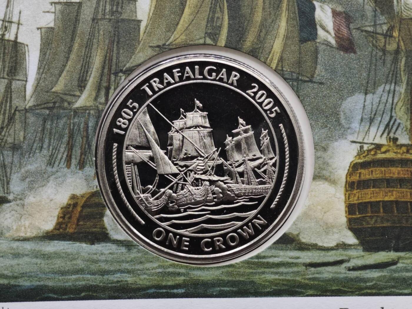 【淘币小摊】限时拍第八百六十二拍  克朗币邮币封场  满百包邮可预留两周  周一统一发货  直布罗陀2005年特拉法加海战200周年克朗纪念币邮币封