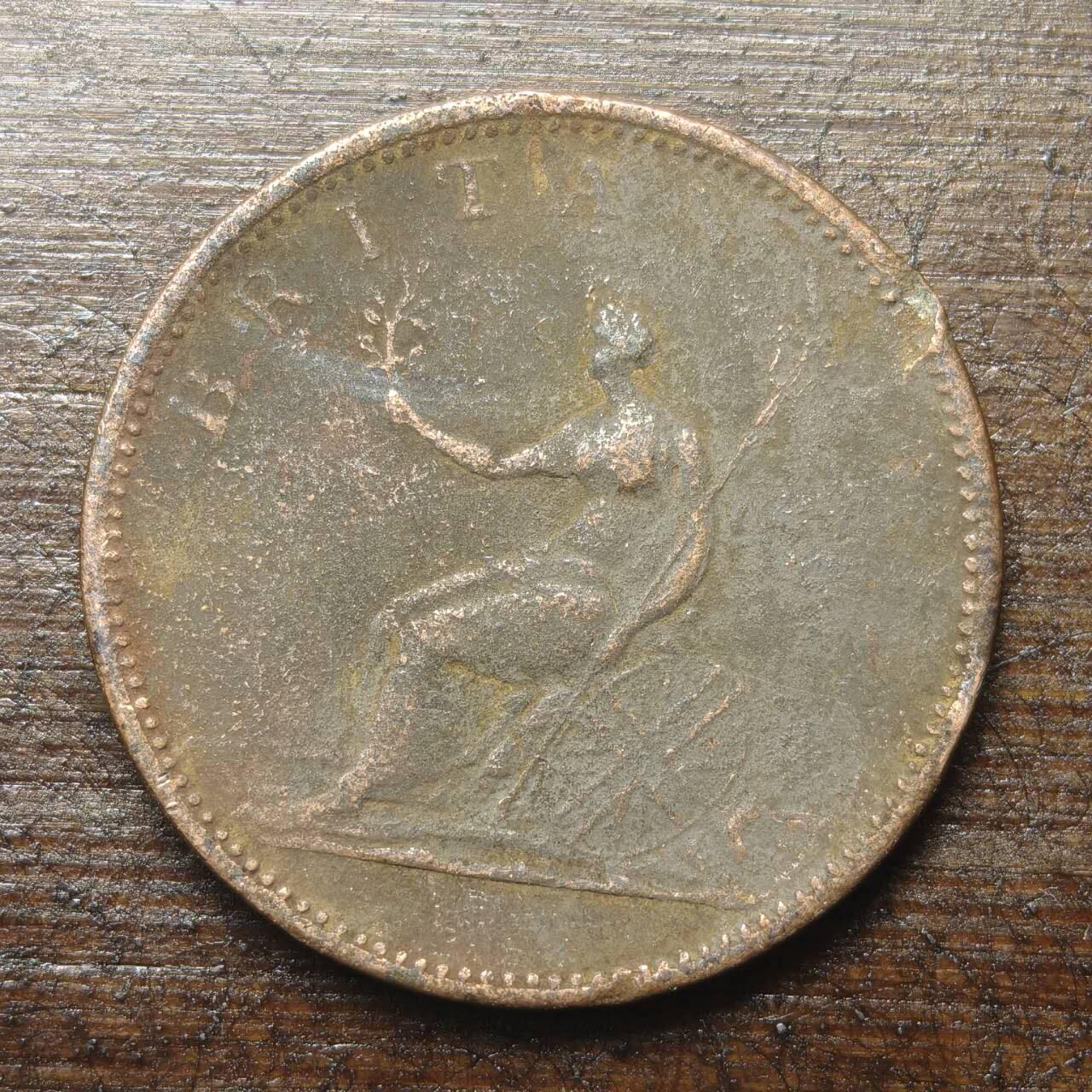 【铜匠收藏】★第143★散币专场 不寄存，30包邮。不满30元，支付5元运费。《接受代拍 代送NGC评级》 34【无寄存】英国 1806年 乔治三世 1/2便士 铜币