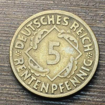 【铜匠收藏】★第144★散币专场 不寄存，30包邮。不满30元，支付5元运费。《接受代拍 代送NGC评级》 - 24【无寄存】德国魏玛共和国 1924年 5芬尼 J厂铜币