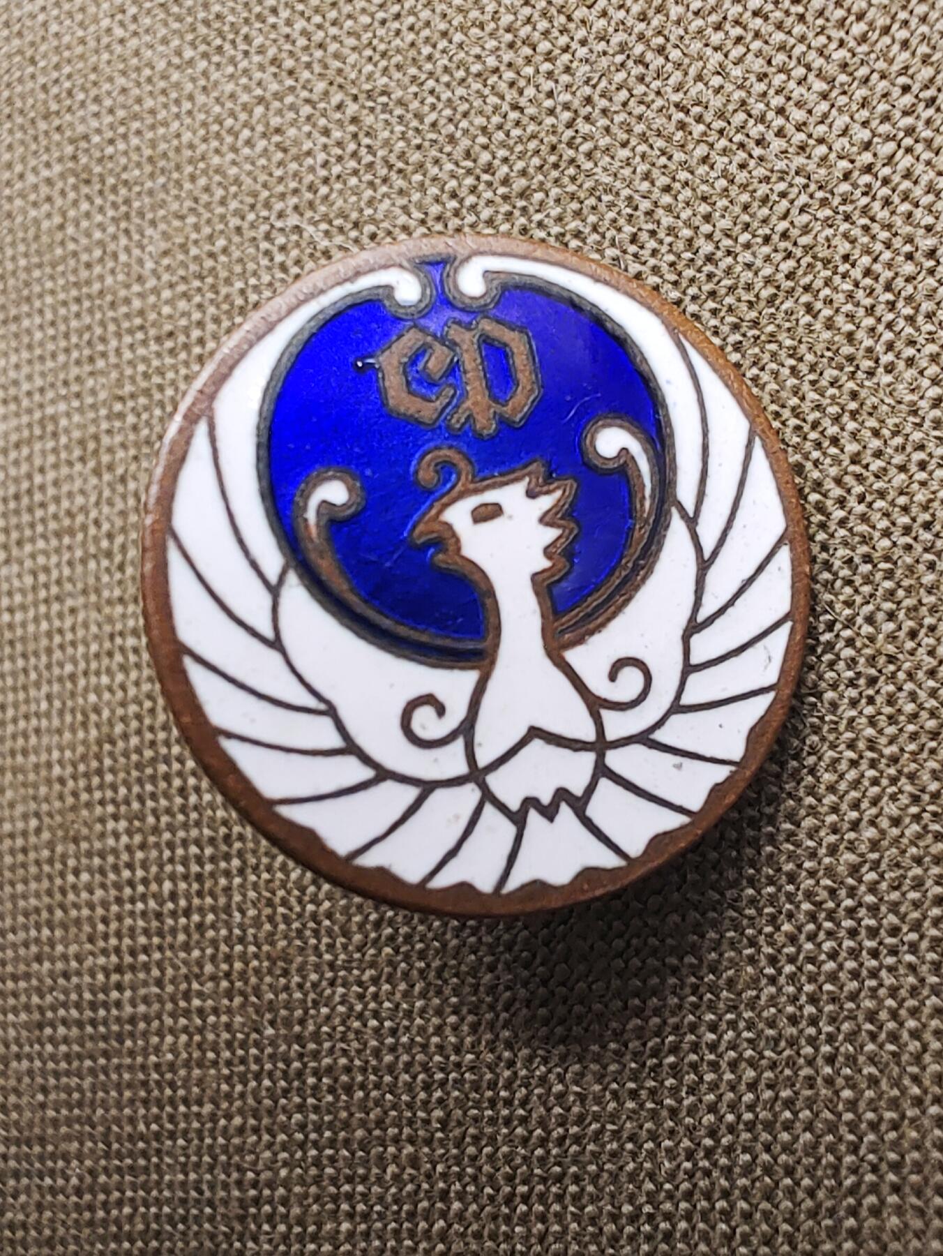 昭和早期凤凰纹铜珐琅转轮版别针版证章一对 纪念章 徽章 胸章 标志牌 带编号