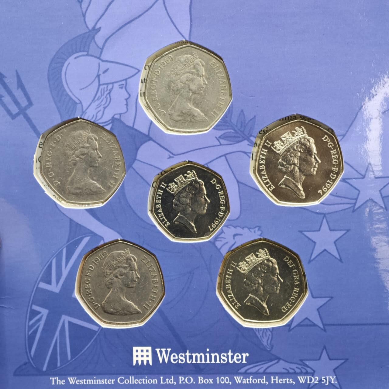 【淘币小摊】实时拍第八百六十一拍   银币套币场   满百包邮可预留二周 每周一统一发货   英国50便士纪念套币