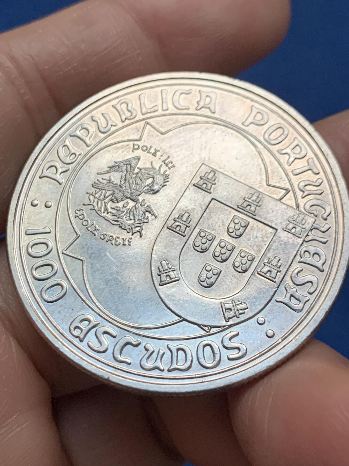 《竞宝斋》第463-465场 周日，周一，周二，3场连拍 （全场包邮）欢迎送拍 葡萄牙1995年国王约翰二世逝世500周年1000埃斯库多银币 28g 500银