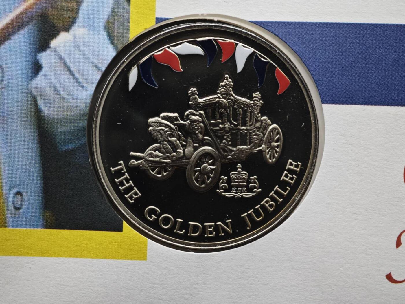 【淘币小摊】限时拍第八百六十二拍  克朗币邮币封场  满百包邮可预留两周  周一统一发货  福克兰群岛2002年女王登基金禧50便士纪念币邮币封