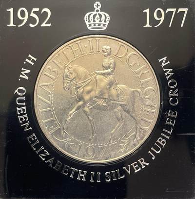 回流0207 - 盒装 英国1977年伊丽莎白二世登基25周年（银禧）25便士纪念币（克朗型）