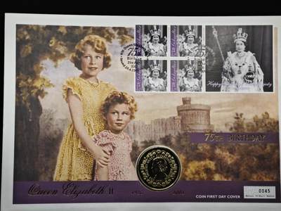 【淘币小摊】限时拍第八百六十二拍  克朗币邮币封场  满百包邮可预留两周  周一统一发货  - 福克兰群岛2001年女王75周岁50便士纪念币邮币封