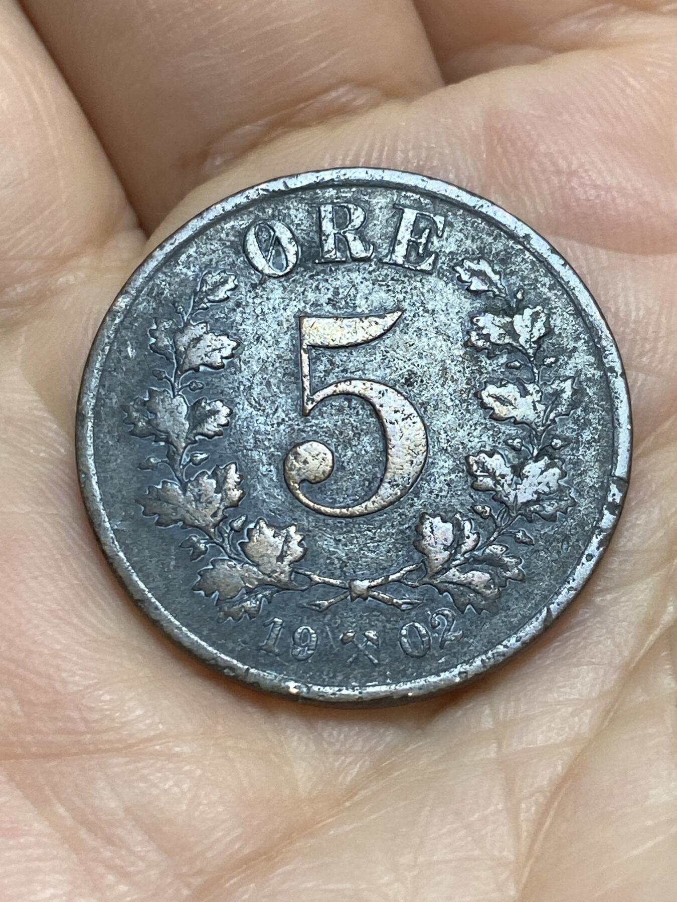 2026年第十七场(总第一百八十六场）外国好品散币场(免佣金) 挪威🇳🇴1902年5欧尔(奥斯卡二世第一版，关门年)