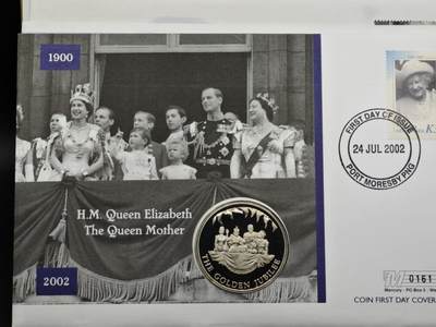 【淘币小摊】限时拍第八百六十二拍  克朗币邮币封场  满百包邮可预留两周  周一统一发货  - 福克兰群岛2002年女王登基金禧50便士纪念币邮币封