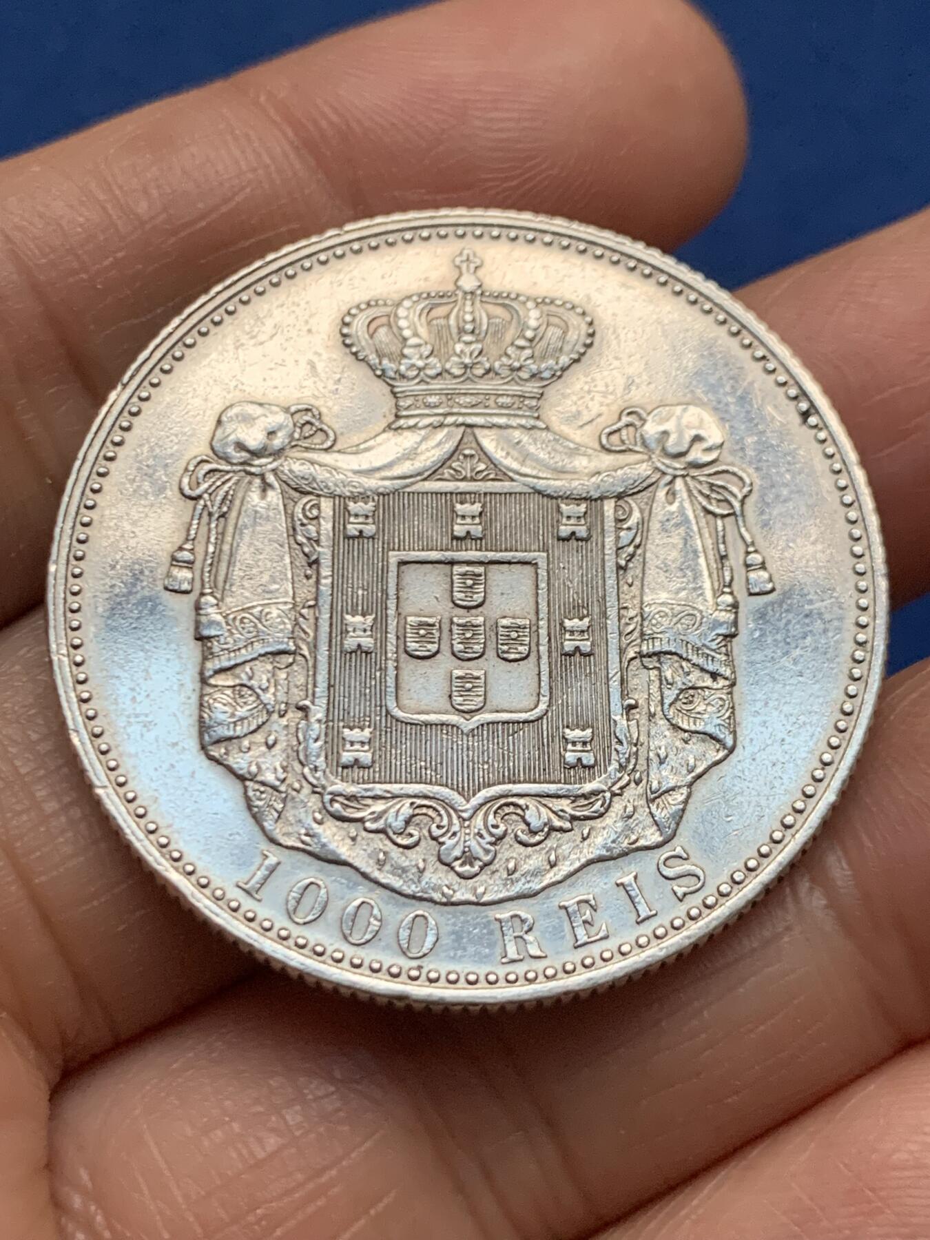 《竞宝斋》第463-465场 周日，周一，周二，3场连拍 （全场包邮）欢迎送拍 葡萄牙 1899年 卡洛斯一世1000瑞斯银币 25.02克 9167银