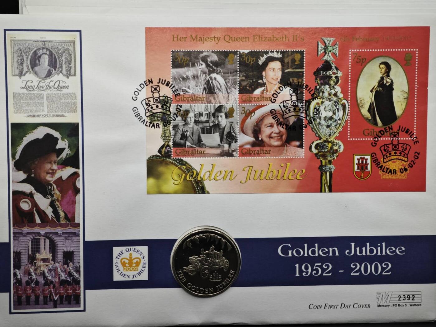 【淘币小摊】限时拍第八百六十二拍  克朗币邮币封场  满百包邮可预留两周  周一统一发货  福克兰群岛2002年女王登基金禧50便士纪念币邮币封