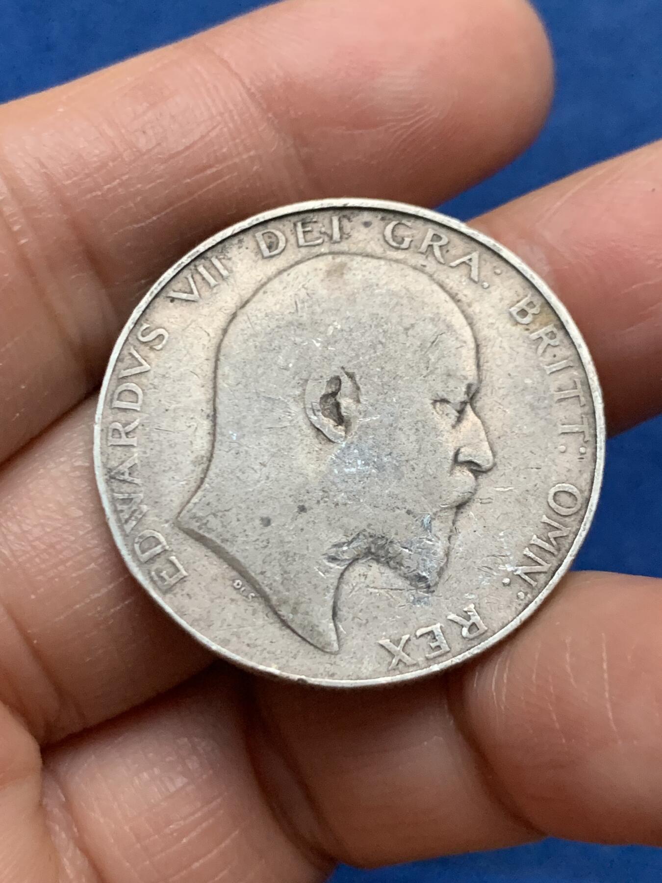 《竞宝斋》第463-465场 周日，周一，周二，3场连拍 （全场包邮）欢迎送拍 英国1907年爱德华七世半克朗银币 13.8克 925银