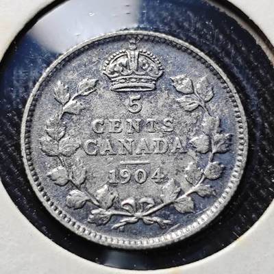 KK钱币收藏小铺  第398期 百期特拍（四拍之二） 2月预留时间 周末发货 -  1904英属加拿大5分银币
